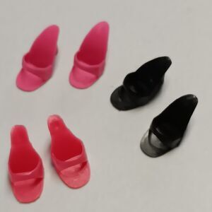 Vintage Lot Barbie Shoes 3 pairs Classic Open-Toe Pumps ROSE PINK Black Pink